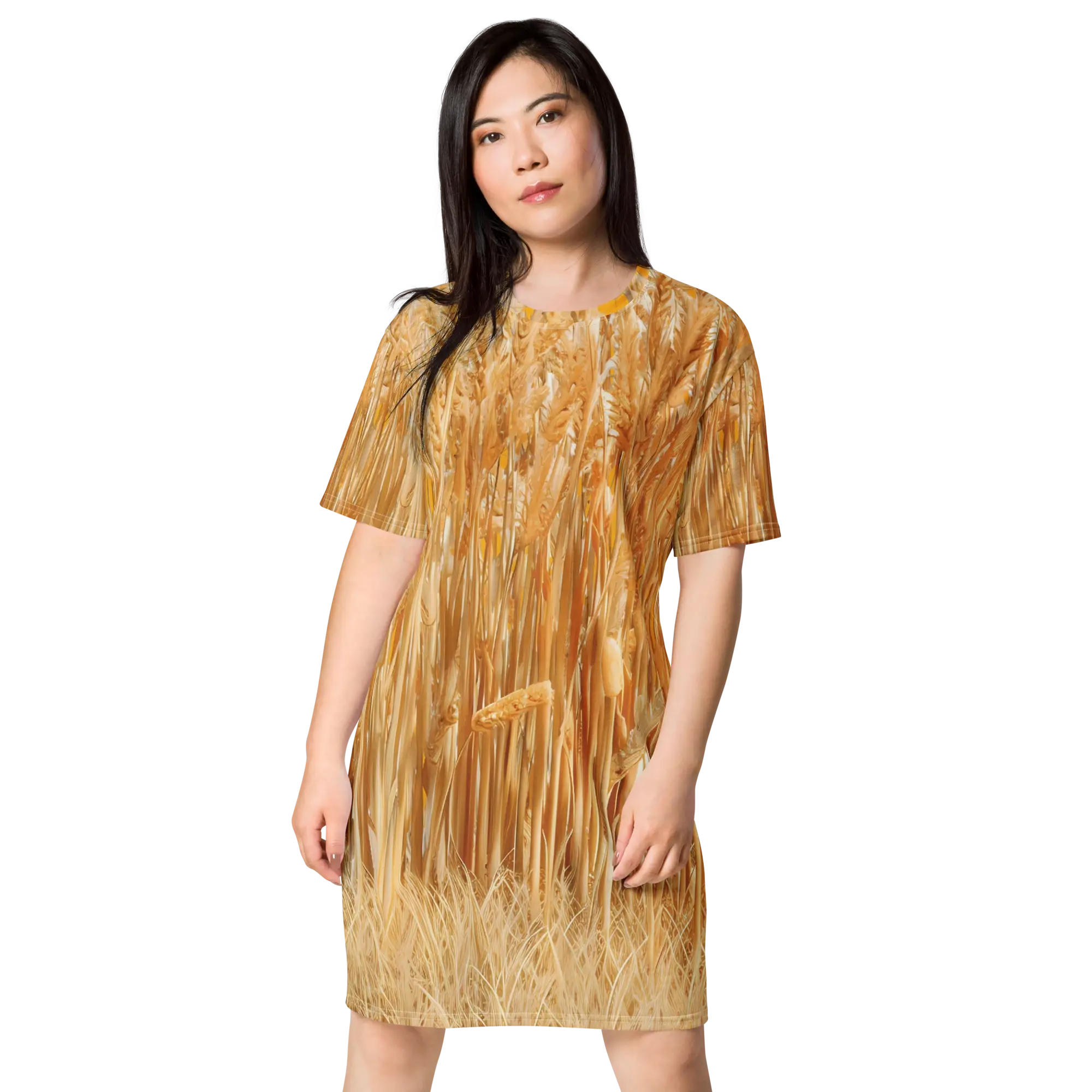 All Over Print T Shirt Dress White Front 68f349b6998b4