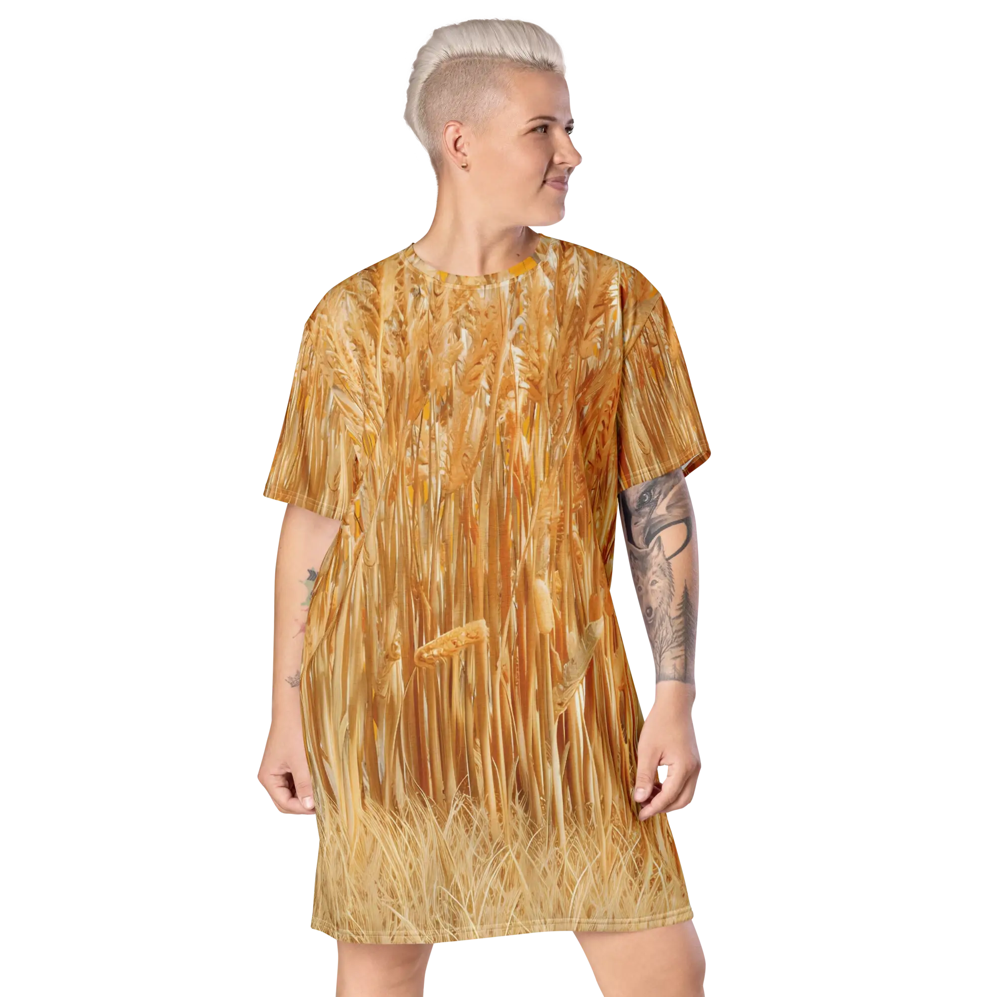 All Over Print T Shirt Dress White Front 68f349b69a09d