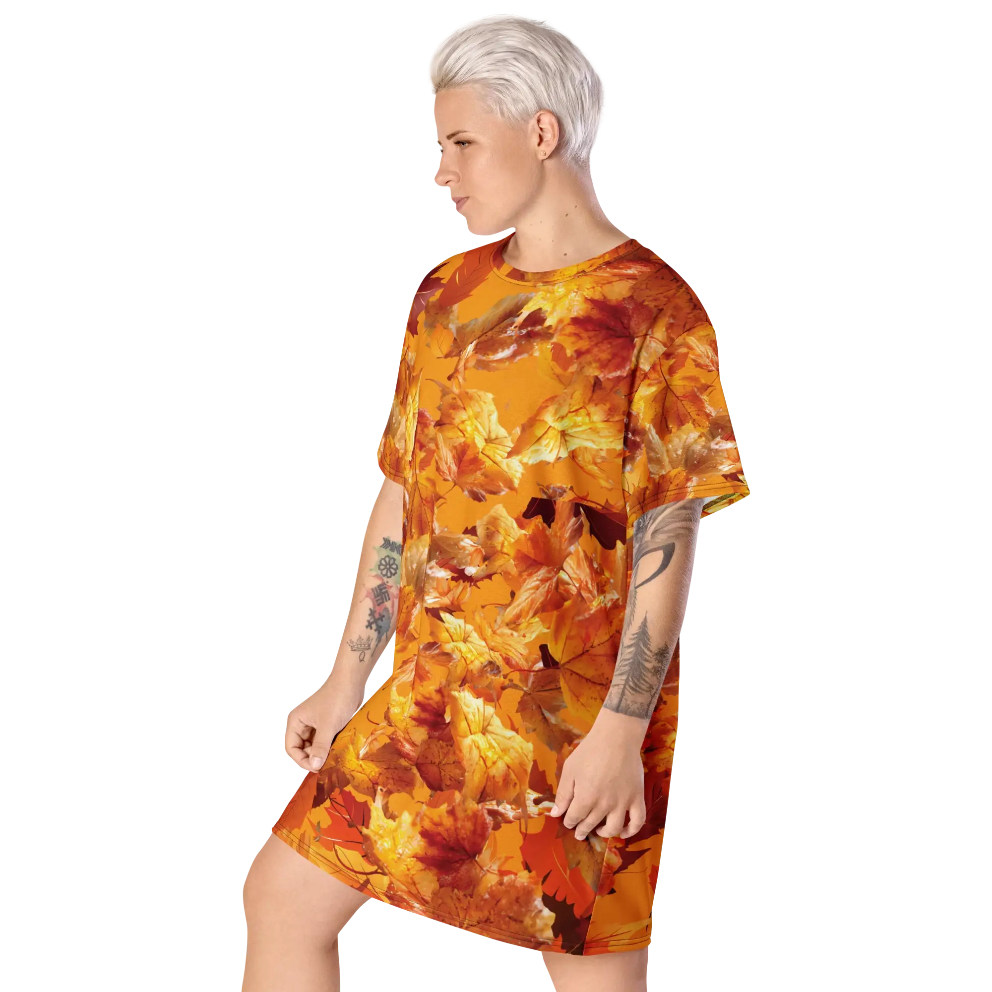 All Over Print T Shirt Dress White Left Front 68f3483a554fe
