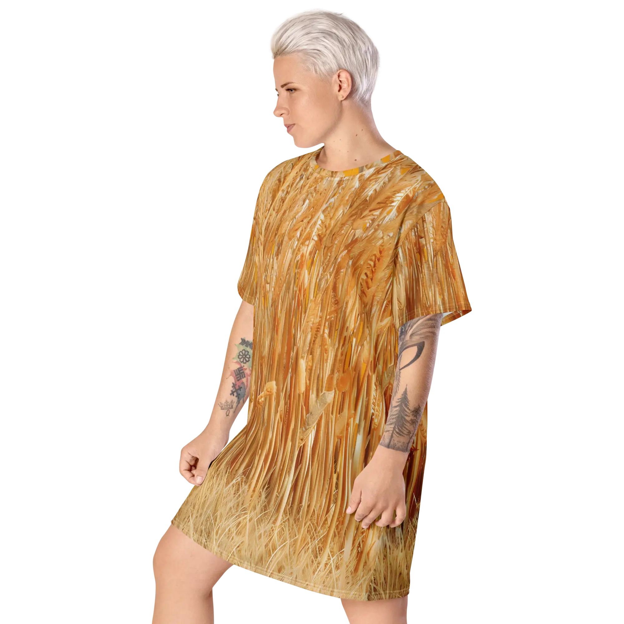 All Over Print T Shirt Dress White Left Front 68f349b69aa33