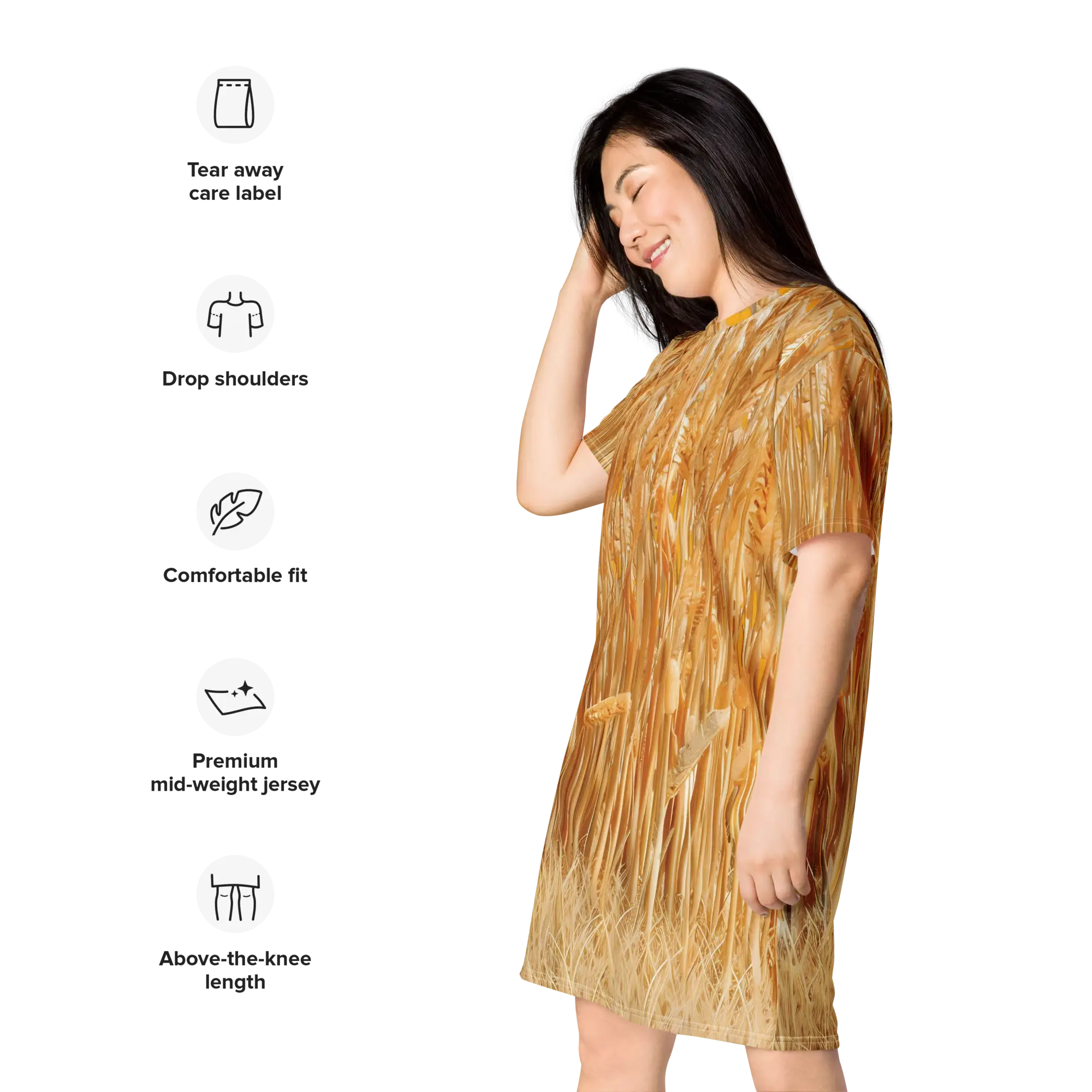 All Over Print T Shirt Dress White Left Front 68f349b69ac14
