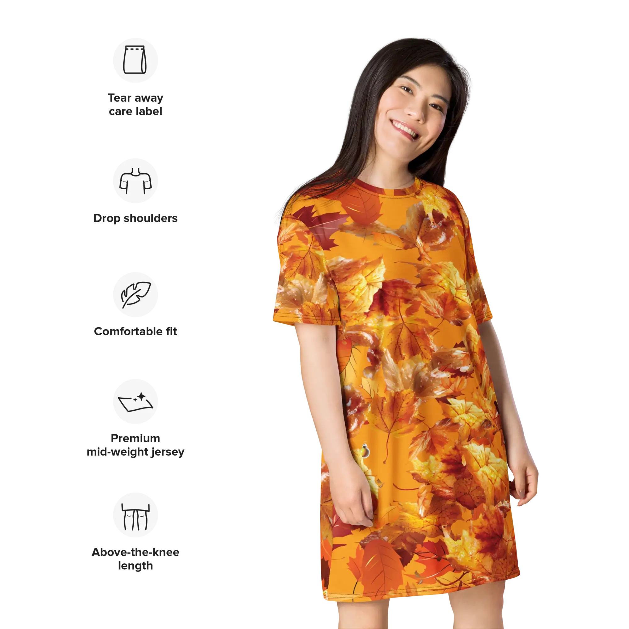 All Over Print T Shirt Dress White Right Front 68f3483a55857