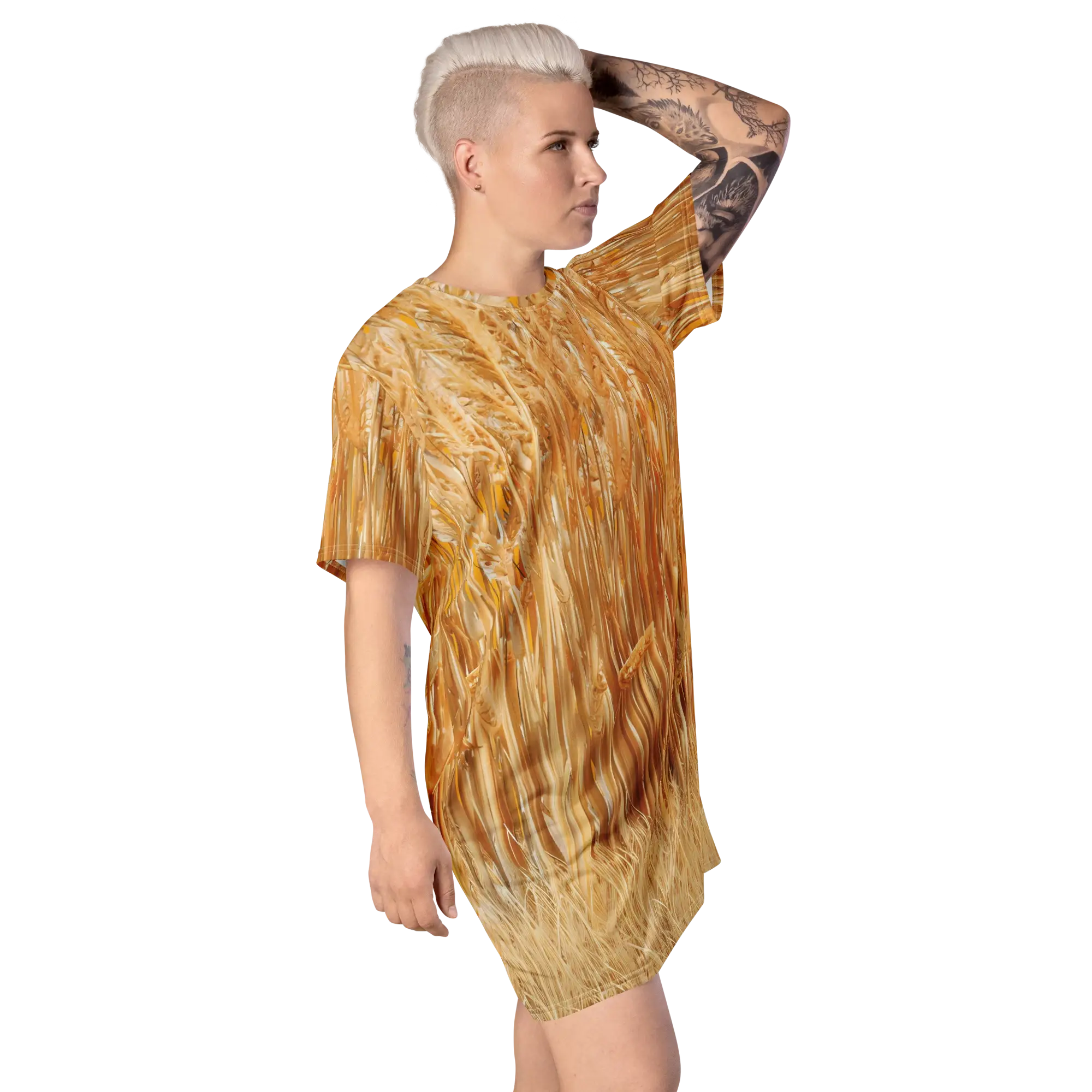 All Over Print T Shirt Dress White Right Front 68f349b69a497
